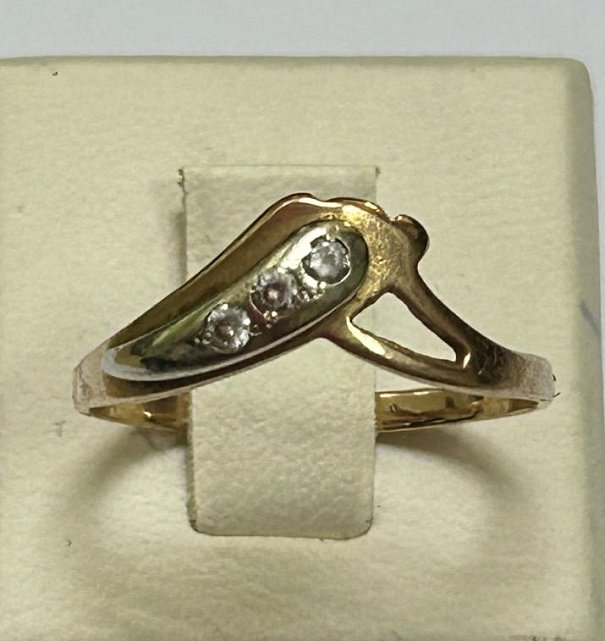 Кольцо из красного и белого золота с цирконием (33805229) 0