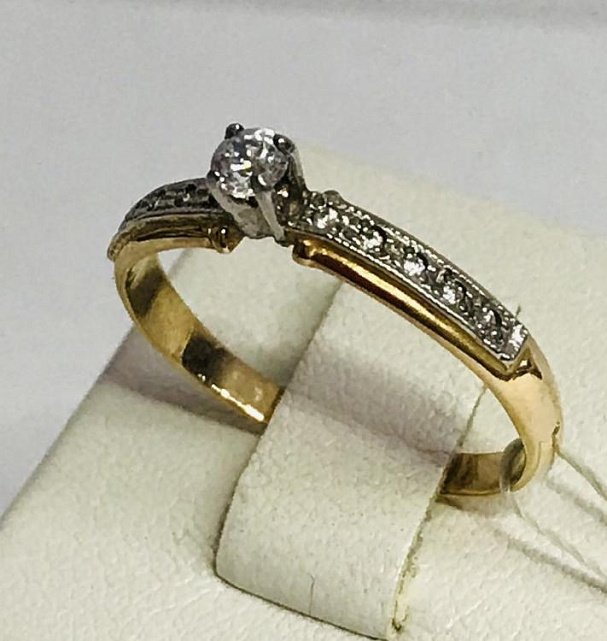 Кольцо из красного и белого золота с цирконием (29892051) 1