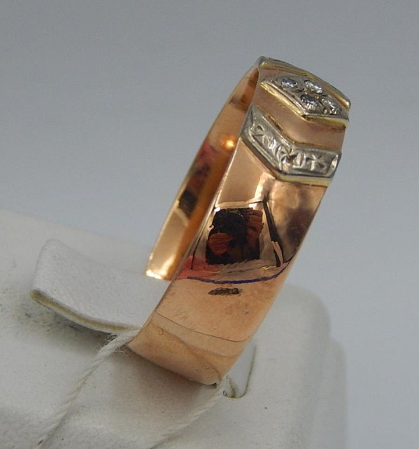 Кольцо из красного и белого золота с бриллиантом (-ми) (30964875) 2