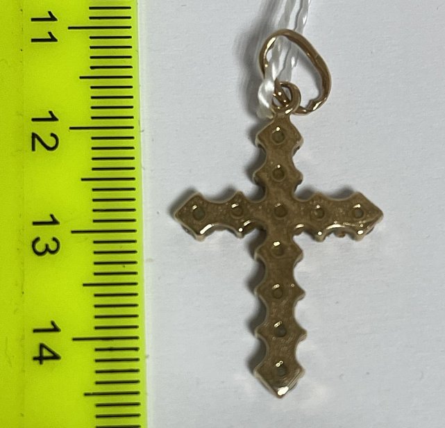 Подвес-крест из красного золота с цирконием (33702108) 2