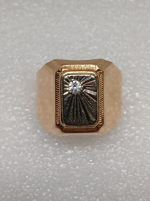 Перстень из красного и белого золота с цирконием (33687349) 0