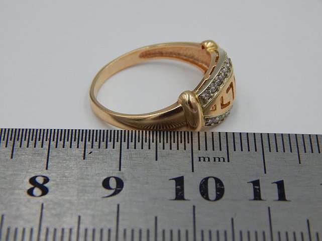 Кольцо из красного и белого золота с цирконием (33763180)  8