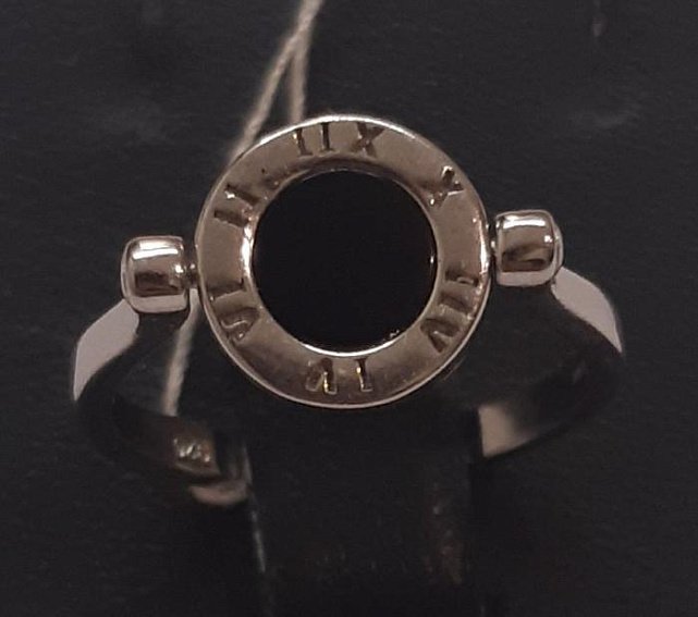 Серебряное кольцо с ониксом и цирконием (28714594) 0