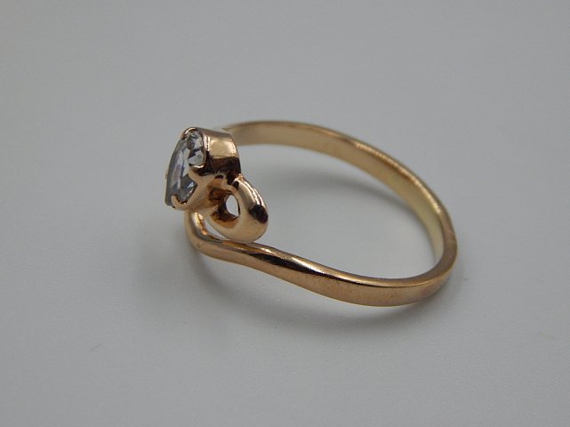 Кольцо из красного и желтого золота с цирконием (32794403) 5