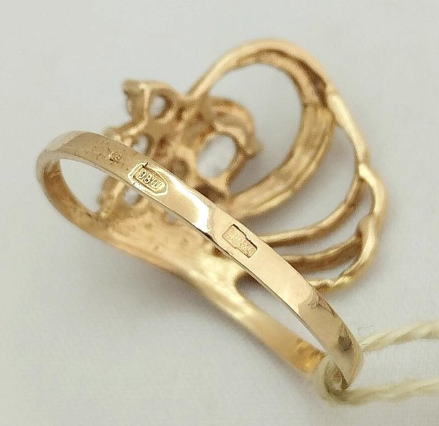 Кольцо из красного золота с цирконием (32749715) 1