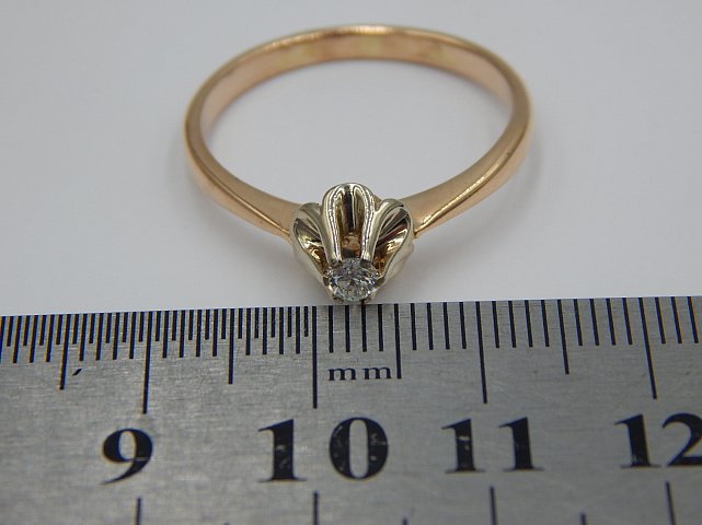 Кольцо из красного и белого золота с бриллиантом (-ми) (30964427) 3