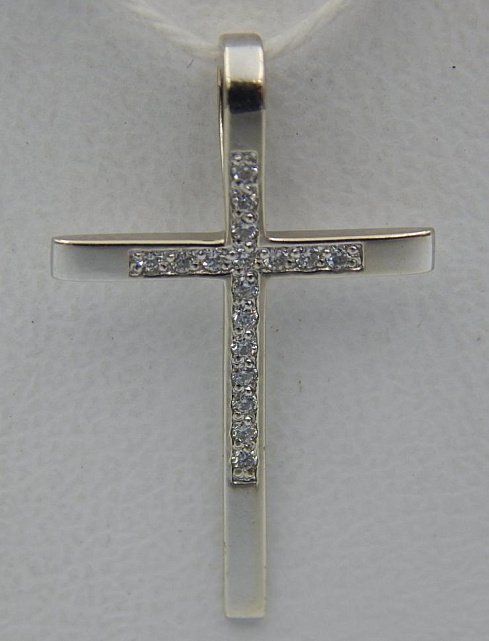 Подвес-крест из белого золота с бриллиантом (-ми) (31034110) 0