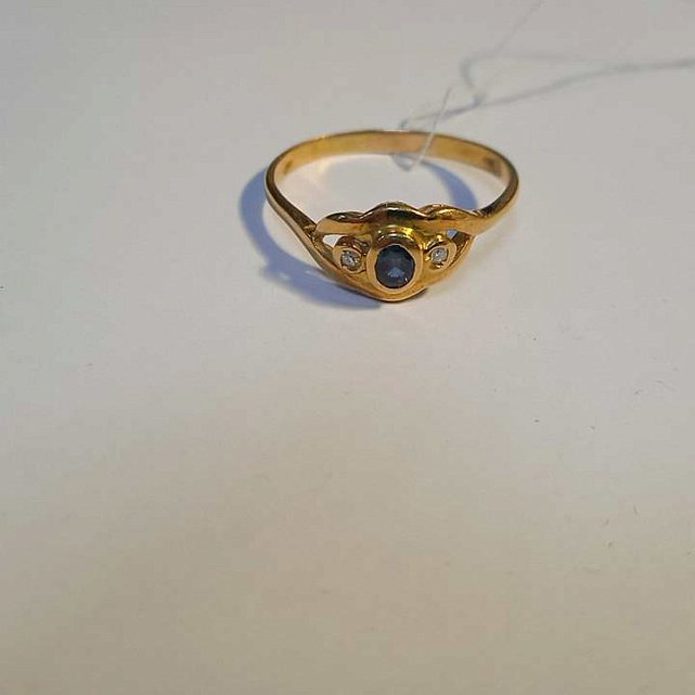 Кольцо из красного золота с сапфиром и бриллиантом (-ми) (27416657)  4