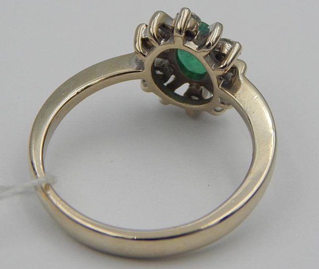 Кольцо из белого золота с изумрудом и бриллиантом (-ми) (30718176) 3