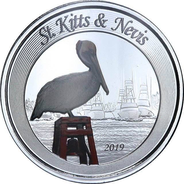 Серебряная монета 1oz Сент-Китс и Невис 2 доллара 2019 Восточные Карибы (29127709 4