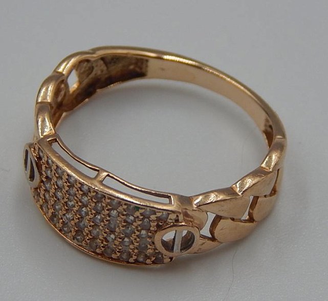 Кольцо из красного золота с цирконием (31957039) 4