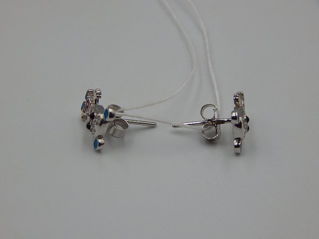 Срібні сережки з емаллю та цирконієм (31090061) 2