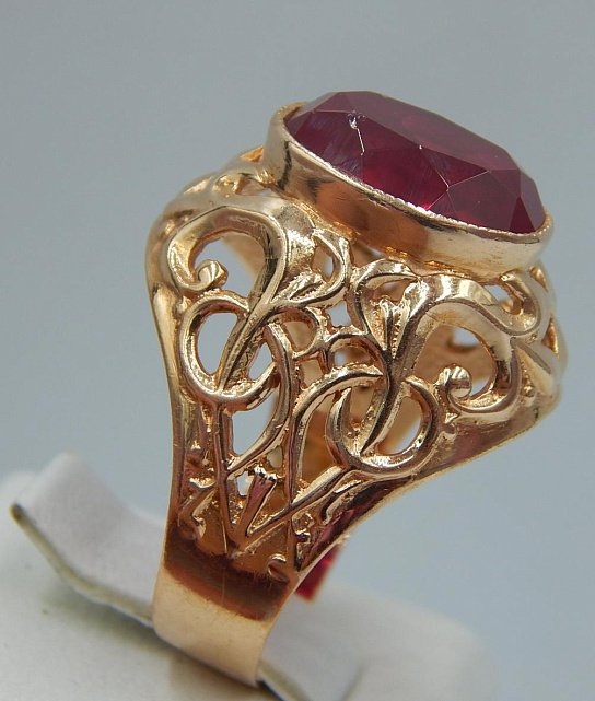Кольцо из красного золота с корундом (29092232) 3