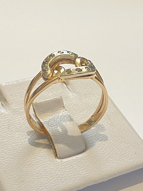 Кольцо из красного и белого золота с цирконием (33173132) 1