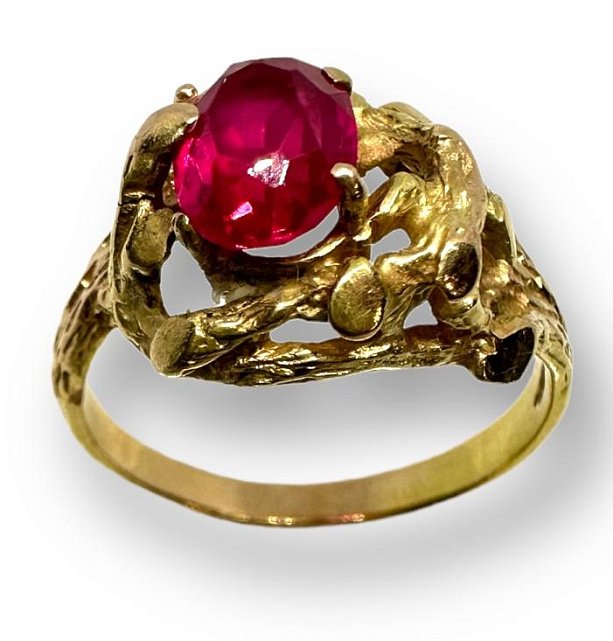 Кольцо из красного и желтого золота с цирконием (29519328)  2