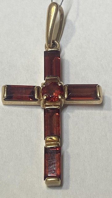 Подвес-крест из красного золота с цирконием (32600835) 0