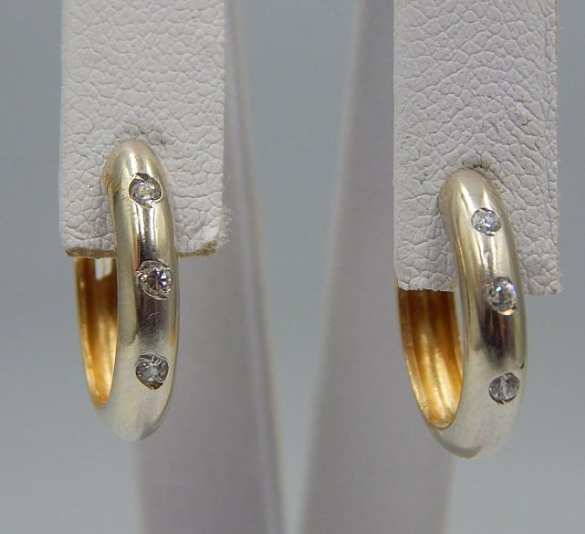 Сережки з жовтого та білого золота з цирконієм (33542847) 0