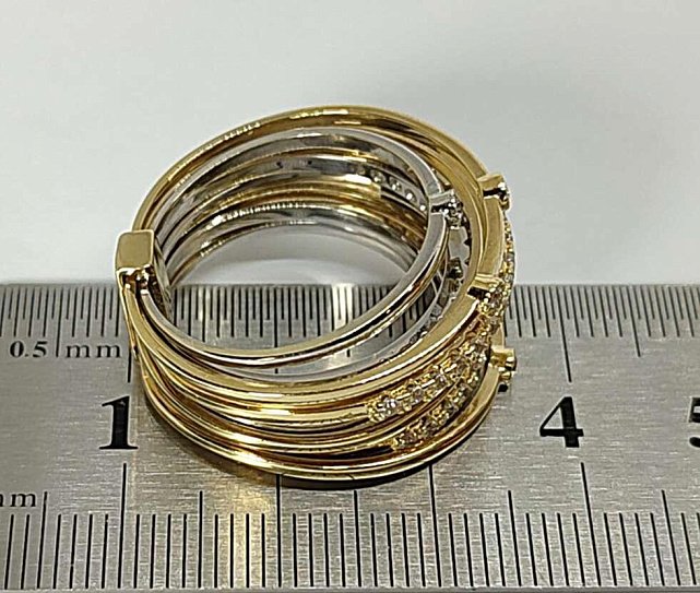 Кольцо из красного и белого золота с цирконием (33689840) 5