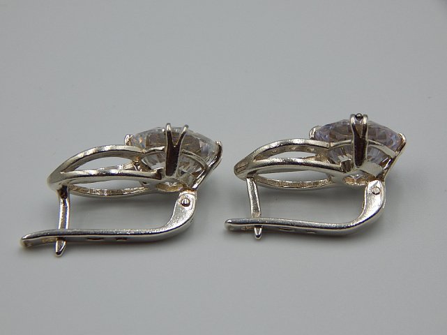 Серебряные серьги с позолотой и цирконием (32402699) 4