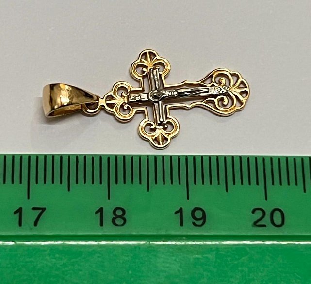 Підвіс-хрест з червоного та білого золота (33064496) 2