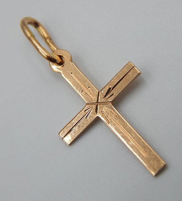 Підвіс-хрест з червоного золота (33647140) 2