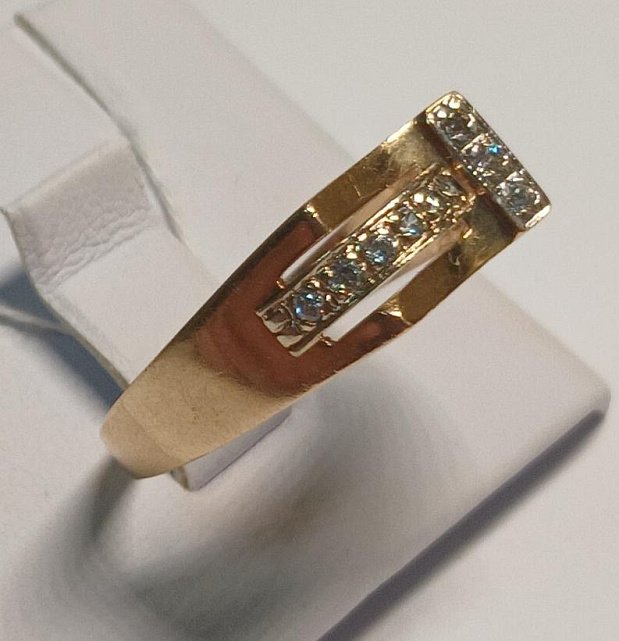Перстень з червоного та білого золота з цирконієм (32409386) 1
