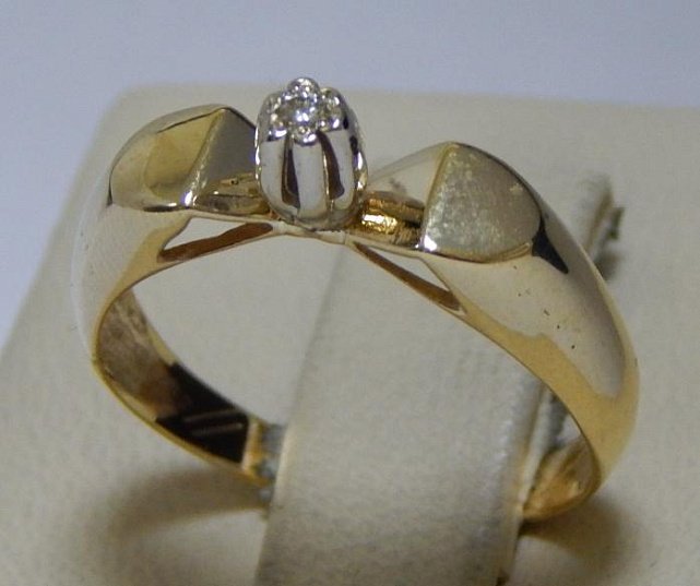 Кольцо из желтого и белого золота с бриллиантом (-ми) (30943363) 0