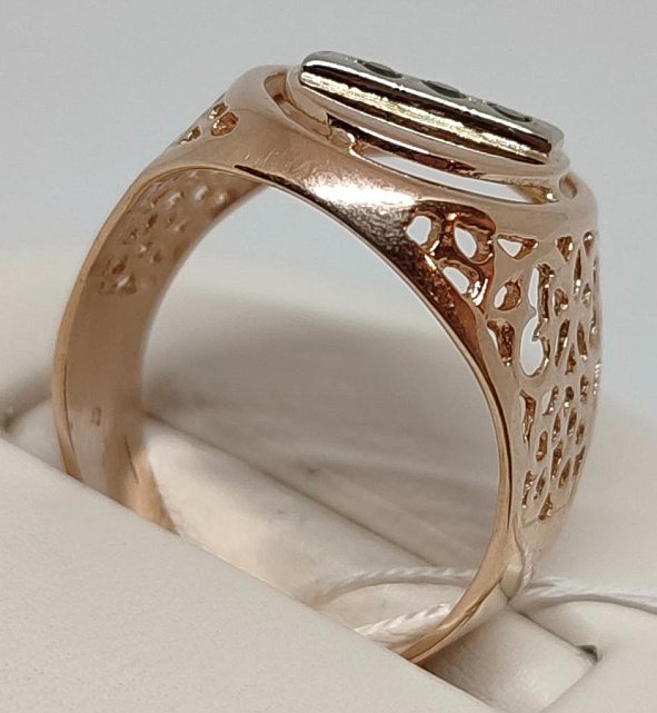 Перстень из красного и белого золота с бриллиантом (-ми) (29082385) 2