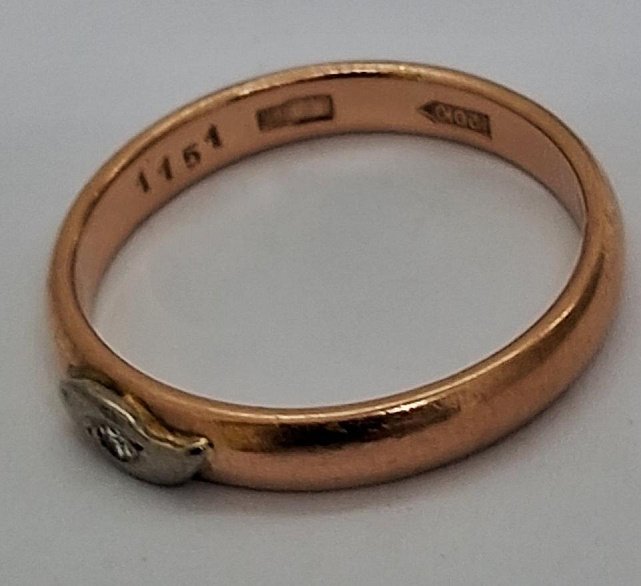 Обручальное кольцо из красного и белого золота с бриллиантом (-ми) (33777210)  3