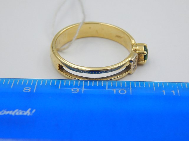 Кольцо из желтого и белого золота с изумрудом и бриллиантом (-ми) (28660130) 7