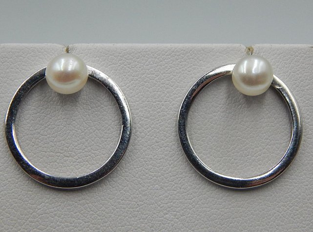 Срібні сережки з перлами (33017150) 0
