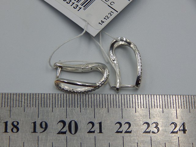 Срібні сережки з позолотою та цирконієм (31613544 5
