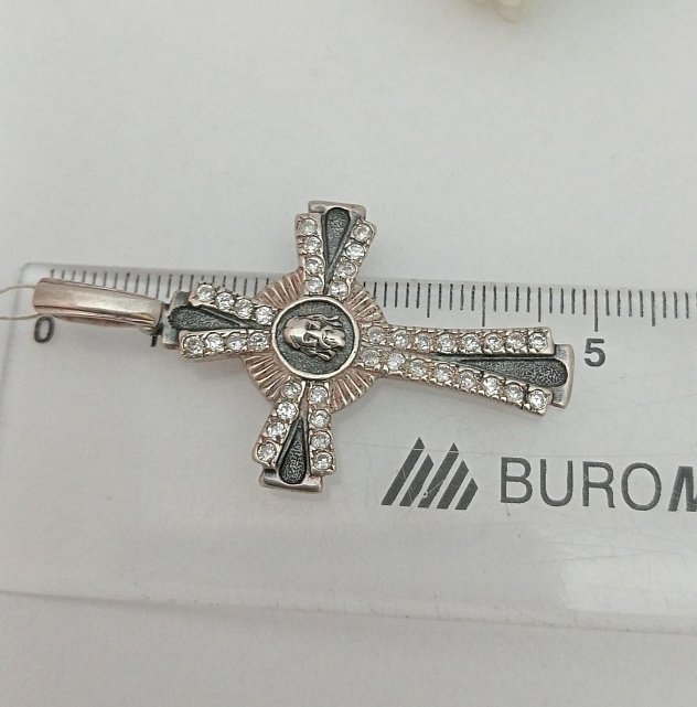 Срібний підвіс-хрест із цирконієм (32909608) 1