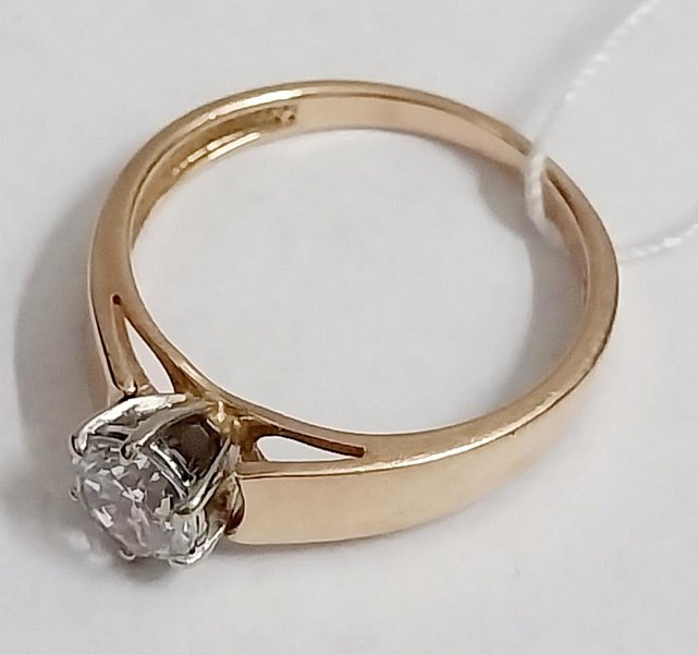 Кольцо из красного и белого золота с цирконием (33665179) 4