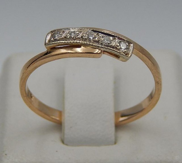 Кольцо из красного и белого золота с бриллиантом (-ми) (24468050) 0