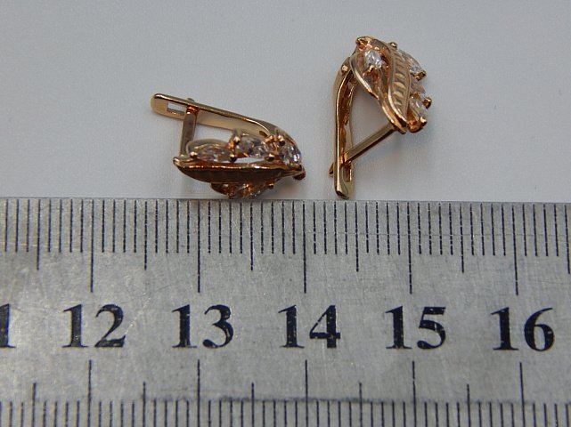 Сережки з червоного золота з цирконієм (33542415) 7