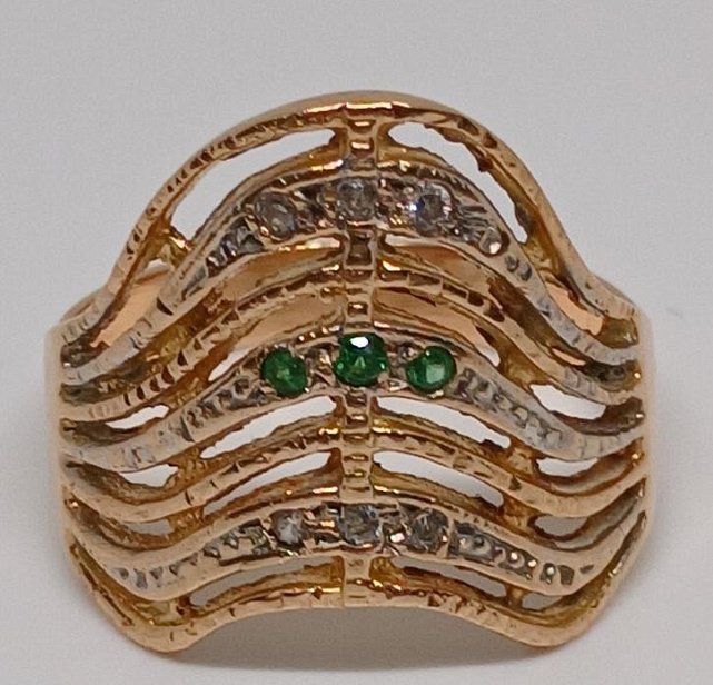 Кольцо из красного и белого золота с цирконием (32854250) 4