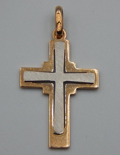 Подвес-крест из красного и белого золота (32603127) 2