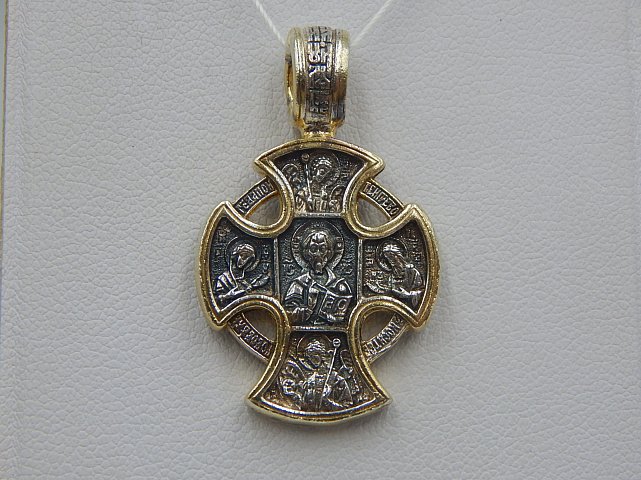 Серебряный подвес-крест с позолотой (33488331) 1