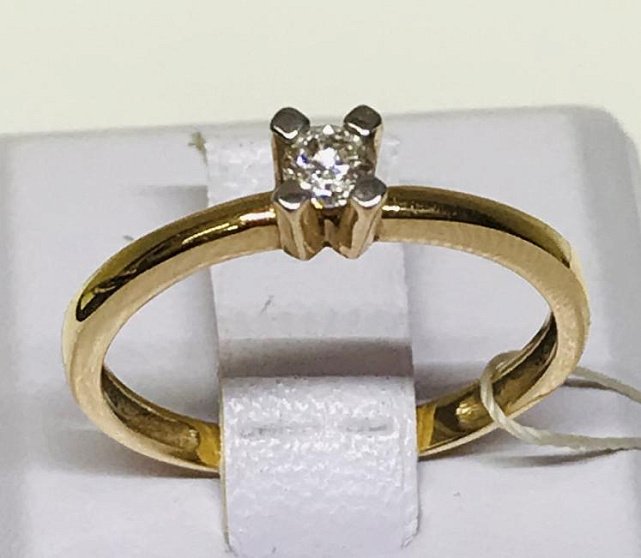 Кольцо из красного золота с бриллиантом (-ми) (28716594) 1