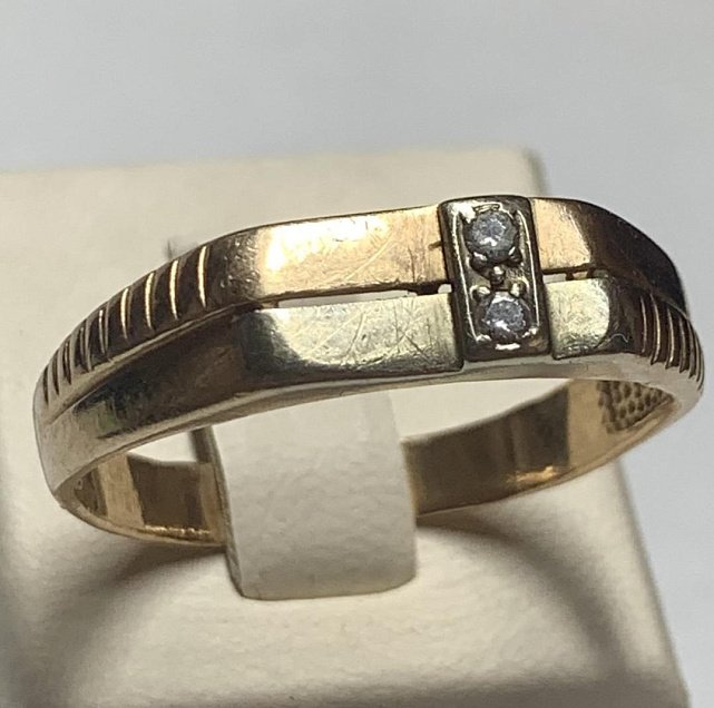 Перстень из красного и белого золота с цирконием (33674196) 0