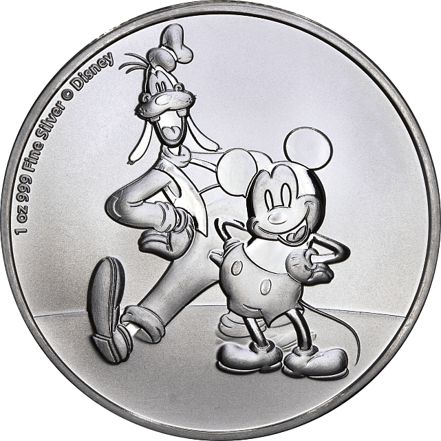 Серебряная монета 1oz Дисней Микки Маус и Гуффи 2 доллара 2021 Ниуэ (29128023) 0
