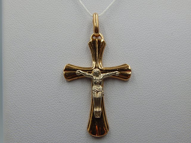 Підвіс-хрест із червоного та білого золота (32848282) 1