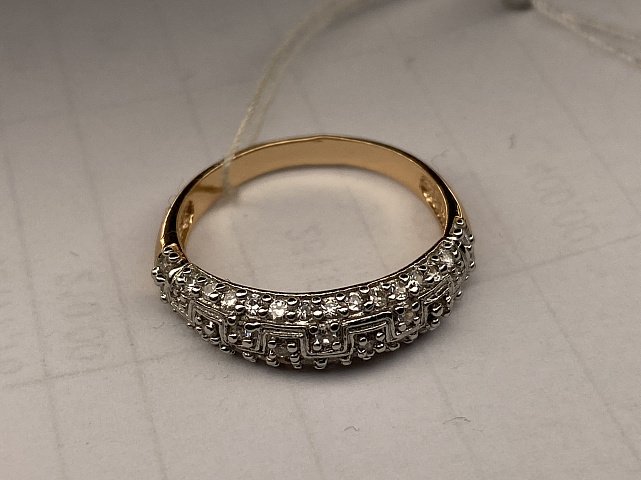 Серебряное кольцо с позолотой и цирконием (30513901) 1