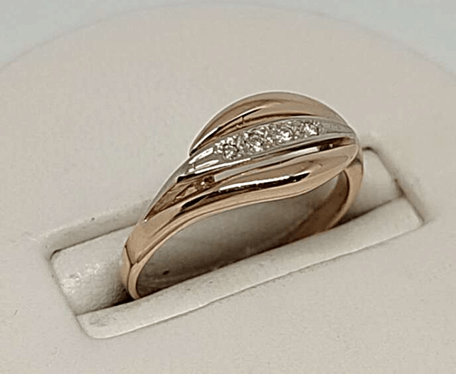 Кольцо из красного и белого золота с бриллиантом (-ми) (30607615) 0