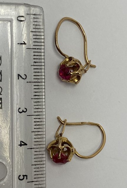 Сережки з червоного золота з рубіном (33810646) 1