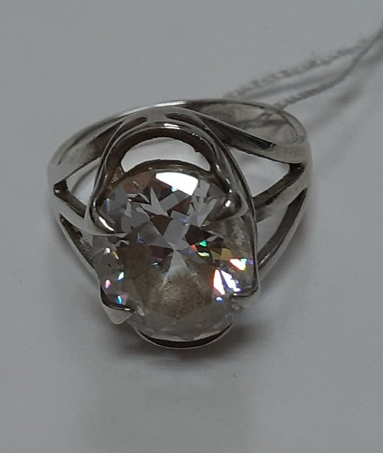 Серебряное кольцо с цирконием (30538677) 8