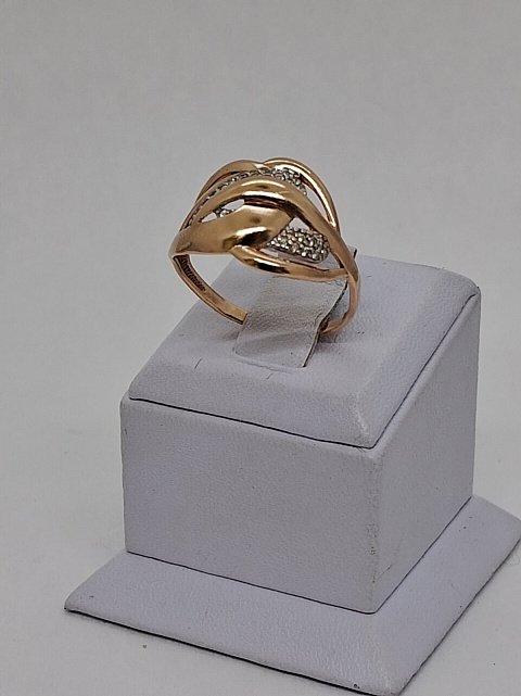 Кольцо из красного и белого золота с цирконием (33341327) 1
