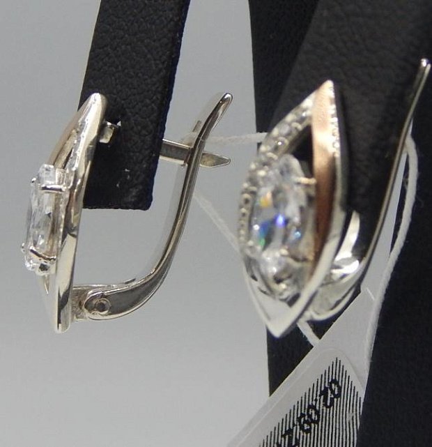 Срібні сережки з позолотою та цирконієм (31649542) 2