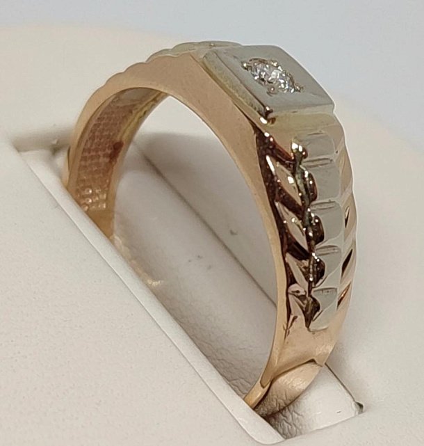 Перстень із червоного та білого золота з діамантом(-ми) (28671838) 1